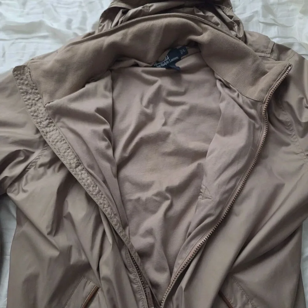 Polo Ralph Lauren Men's tan Windbreaker Jacket hooded lightweight Size L